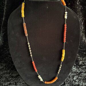 Retired Silpada Sterling Coral Pearl Jasper Bead Knotted Station Necklace N1436